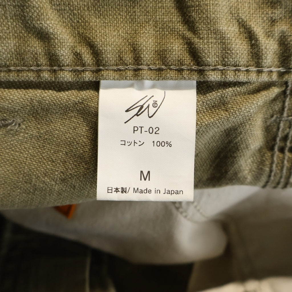 NO BRAND(ノーブランド) SWJP/WOTHERSPOON DESIGNS (ウェザースプーンデザイン) 25SS CARPENTER PANTS ペイント加工 カーペンターパンツ カーキ PT-02
