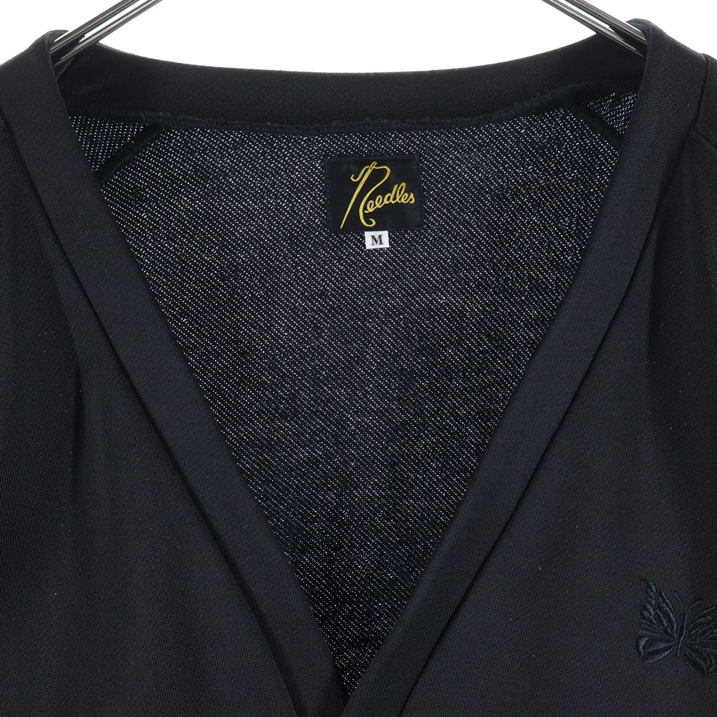 Needles(ニードルス) V Neck Cardigan C/Pe Bright Jersey パピヨンエンブロイダリー Vネック カーディガン ジャージ ブラック LQ246
