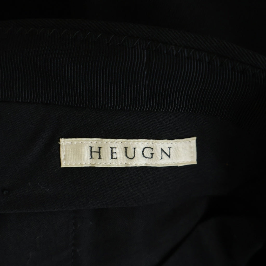 HEUGN(ユーゲン) GEORGE ジョージ ウールギャバジン 2Pテーパード トラウザーパンツ スラックス ブラック TROUSER 010
