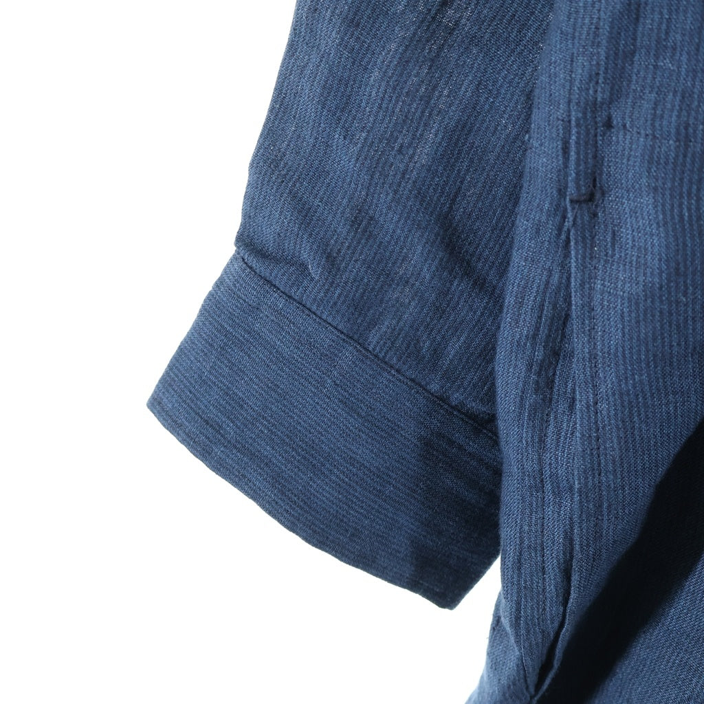 Yohji Yamamoto POUR HOMME(ヨウジヤマモト プールオム) 23SS PLEATS LINEN L/S SHIRT プリーツ リネン ロングスリーブシャツ ブルー HZ-B51-319