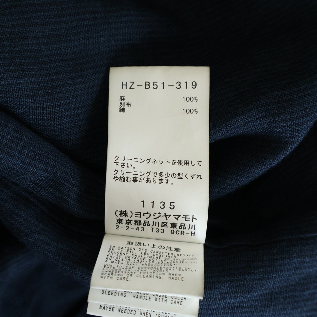 Yohji Yamamoto POUR HOMME(ヨウジヤマモト プールオム) 23SS PLEATS LINEN L/S SHIRT プリーツ リネン ロングスリーブシャツ ブルー HZ-B51-319