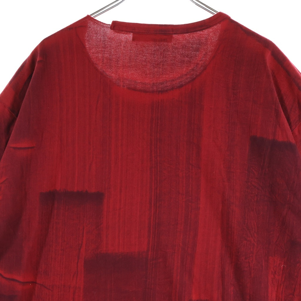 Yohji Yamamoto POUR HOMME(ヨウジヤマモト プールオム) 23AW フロントスリッド アシンメトリーデザイン クルーネック半袖Tシャツ カットソー レッド HJ-T26-072