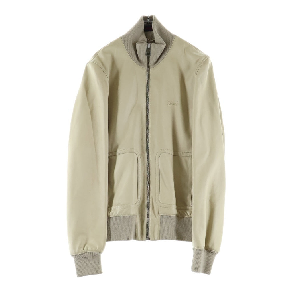 GUCCI(グッチ) フロントロゴ ラムスキン レザー ボンバージャケット ベージュ 232889 XM586