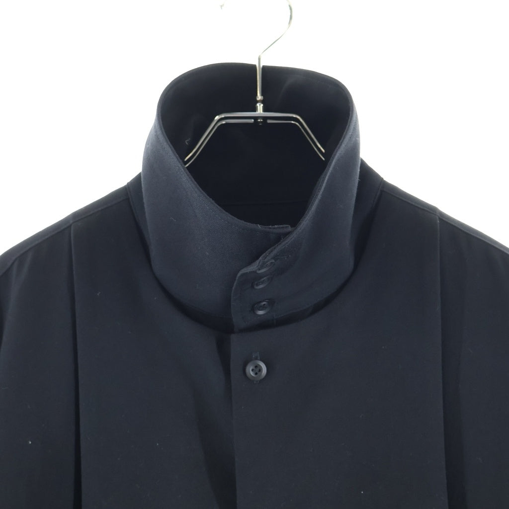 Yohji Yamamoto POUR HOMME(ヨウジヤマモト プールオム) 22AW ウール フロントドッキング ロング 長袖シャツ ブラック HE-B99-540
