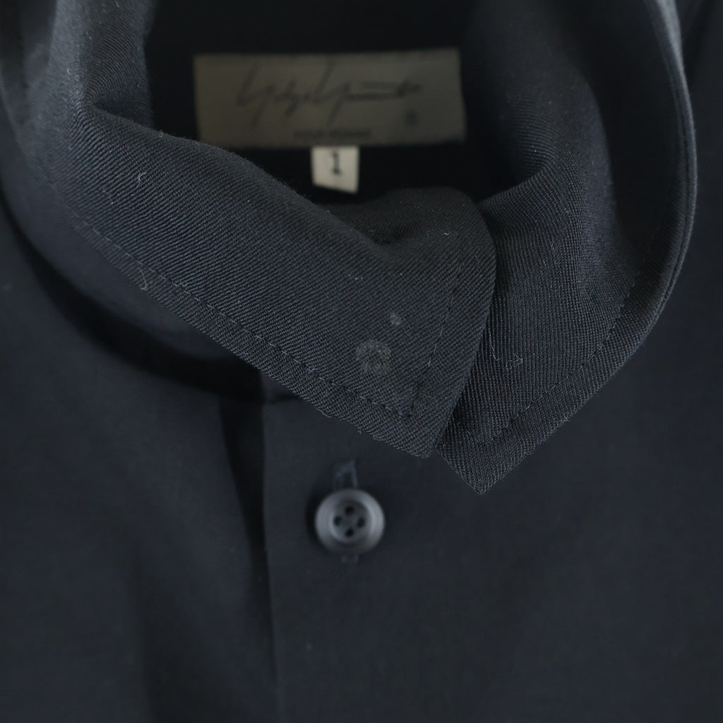 Yohji Yamamoto POUR HOMME(ヨウジヤマモト プールオム) 22AW ウール フロントドッキング ロング 長袖シャツ ブラック HE-B99-540