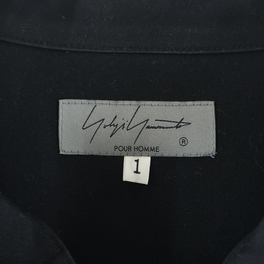 Yohji Yamamoto POUR HOMME(ヨウジヤマモト プールオム) 22AW ウール フロントドッキング ロング 長袖シャツ ブラック HE-B99-540