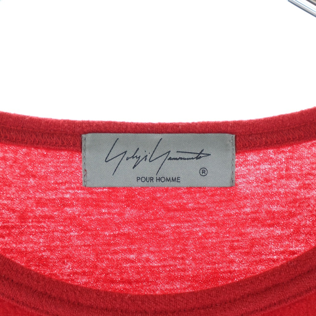 Yohji Yamamoto POUR HOMME(ヨウジヤマモト プールオム) 21AW ウール エアー天竺 丸首 クルーネック長袖Tシャツ カットソー レッド HX-T04-170