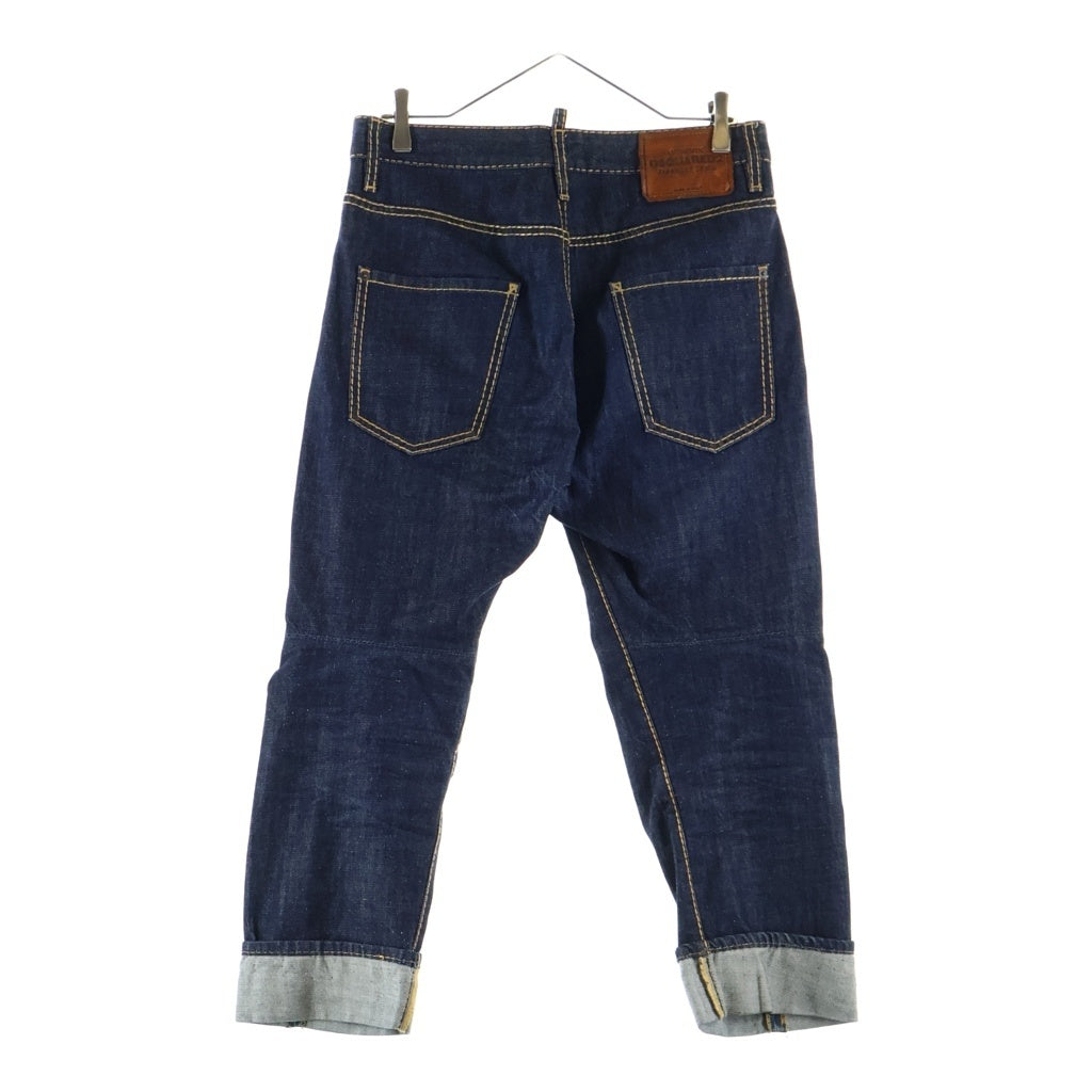DSQUARED2(ディースクエアード) 16SS レザーロゴパッチ ボタンフライ デニムパンツ インディゴ S71LB0129 S30485