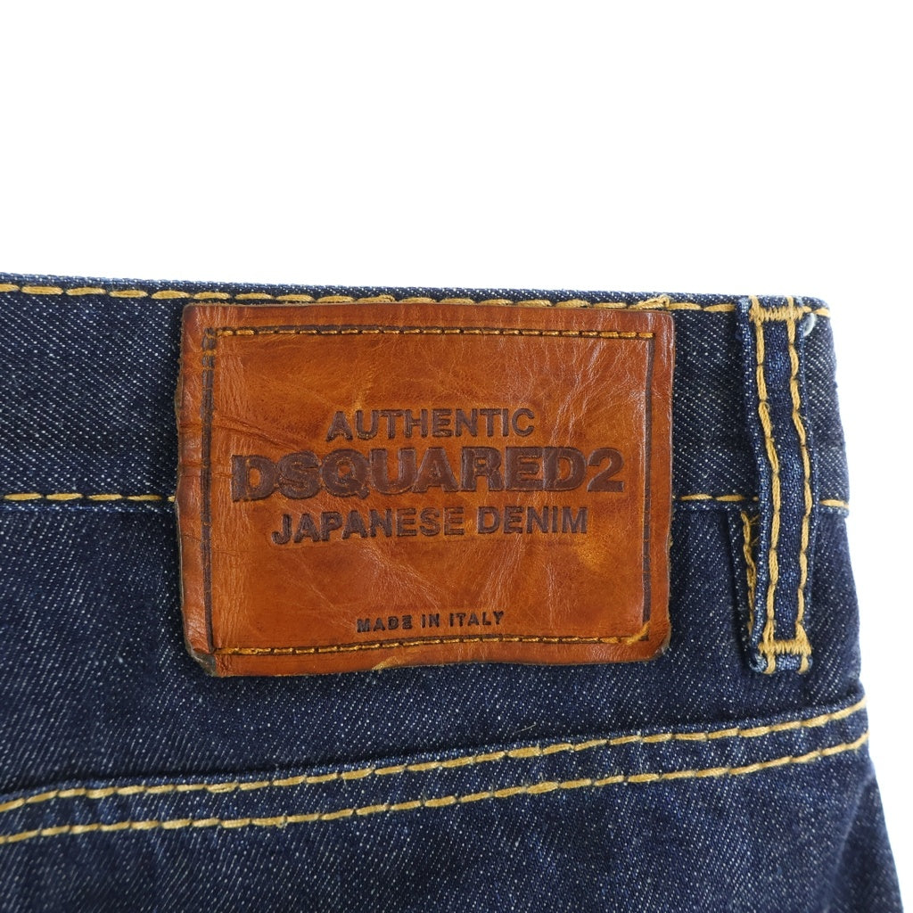 DSQUARED2(ディースクエアード) 16SS レザーロゴパッチ ボタンフライ デニムパンツ インディゴ S71LB0129 S30485