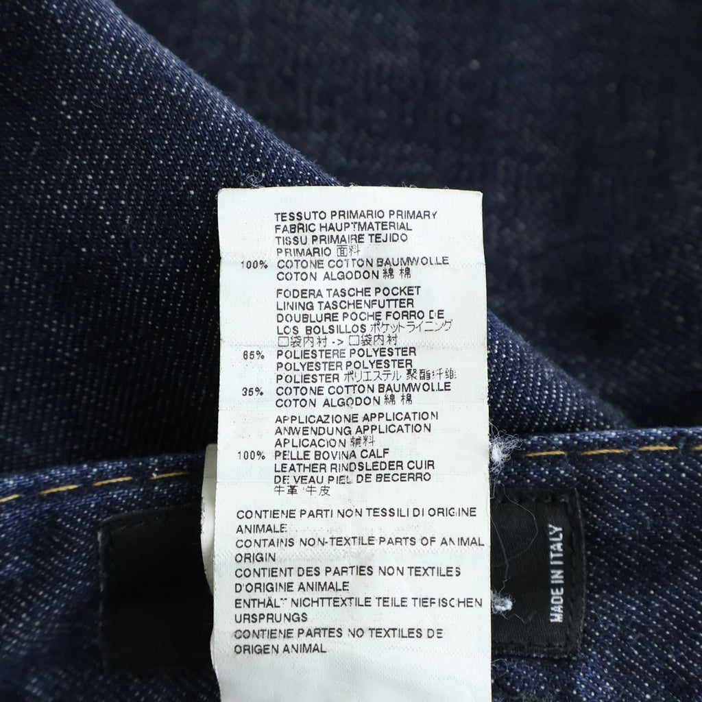 DSQUARED2(ディースクエアード) 16SS レザーロゴパッチ ボタンフライ デニムパンツ インディゴ S71LB0129 S30485