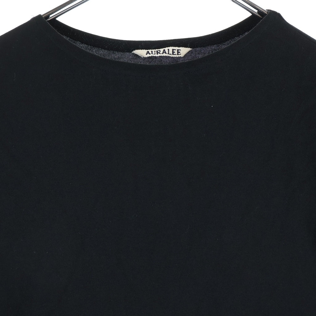 AURALEE(オーラリー) 25SS LUSTER PLAITING BOAT NECK TEE ラスタープレイティング ボートネック半袖Tシャツ カットソー ブラック A00P04GT