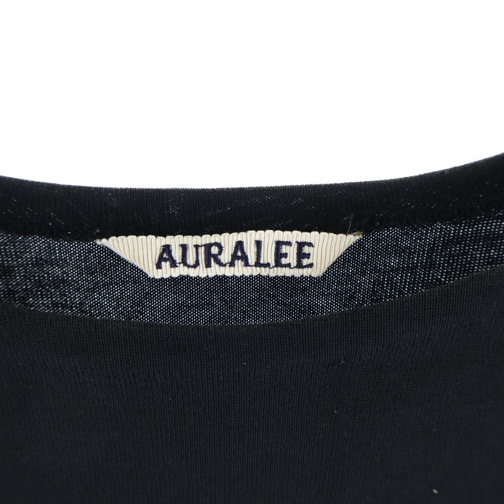 AURALEE(オーラリー) 25SS LUSTER PLAITING BOAT NECK TEE ラスタープレイティング ボートネック半袖Tシャツ カットソー ブラック A00P04GT