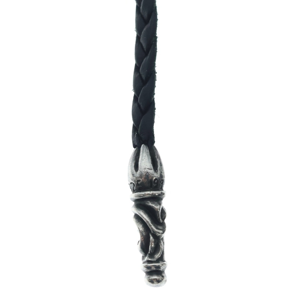 CHROME HEARTS(クロムハーツ) LEATHER BRAID SCROLL ネックレス レザーブレイドネックレス ブラック/シルバー BCA377