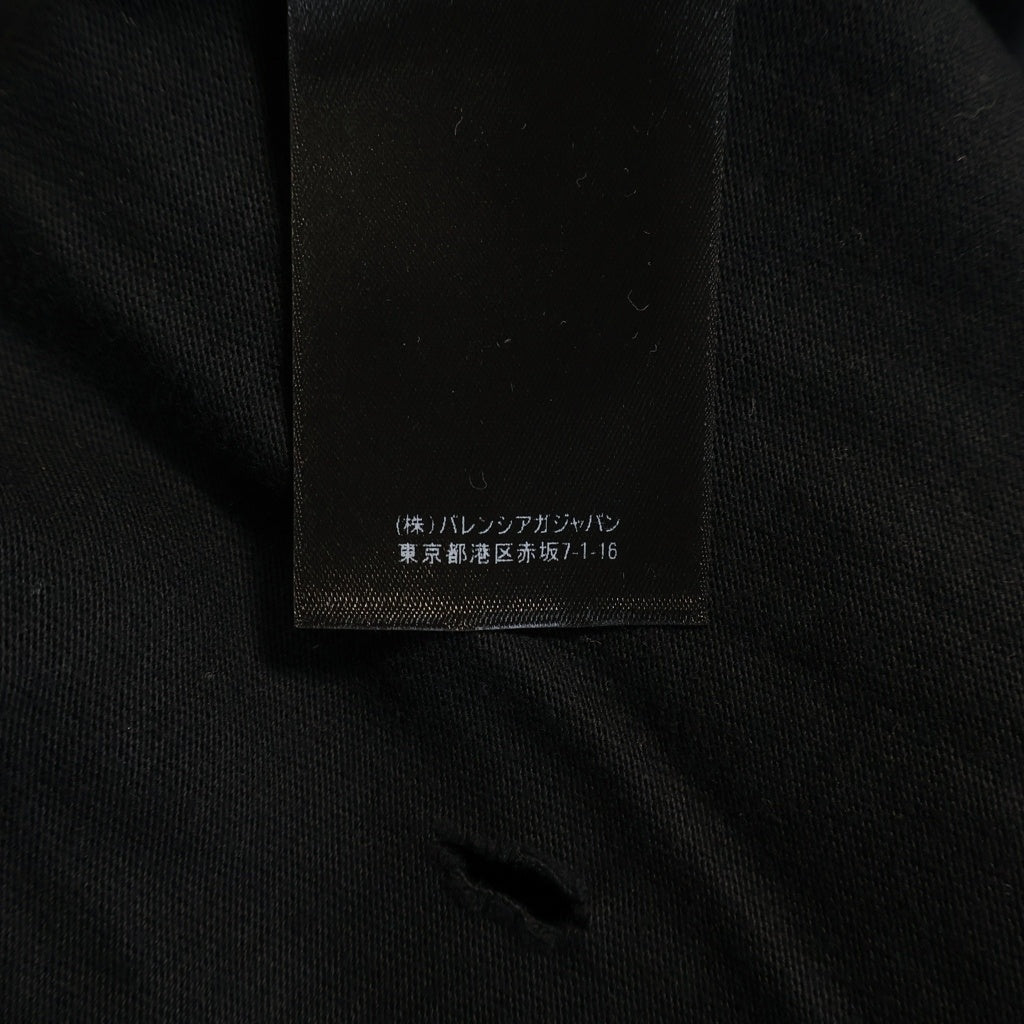 BALENCIAGA(バレンシアガ) 22SS ダメージ加工 ロゴプリントTシャツ 長袖クルーネックカットソー ブラック 681046 TLVJ1