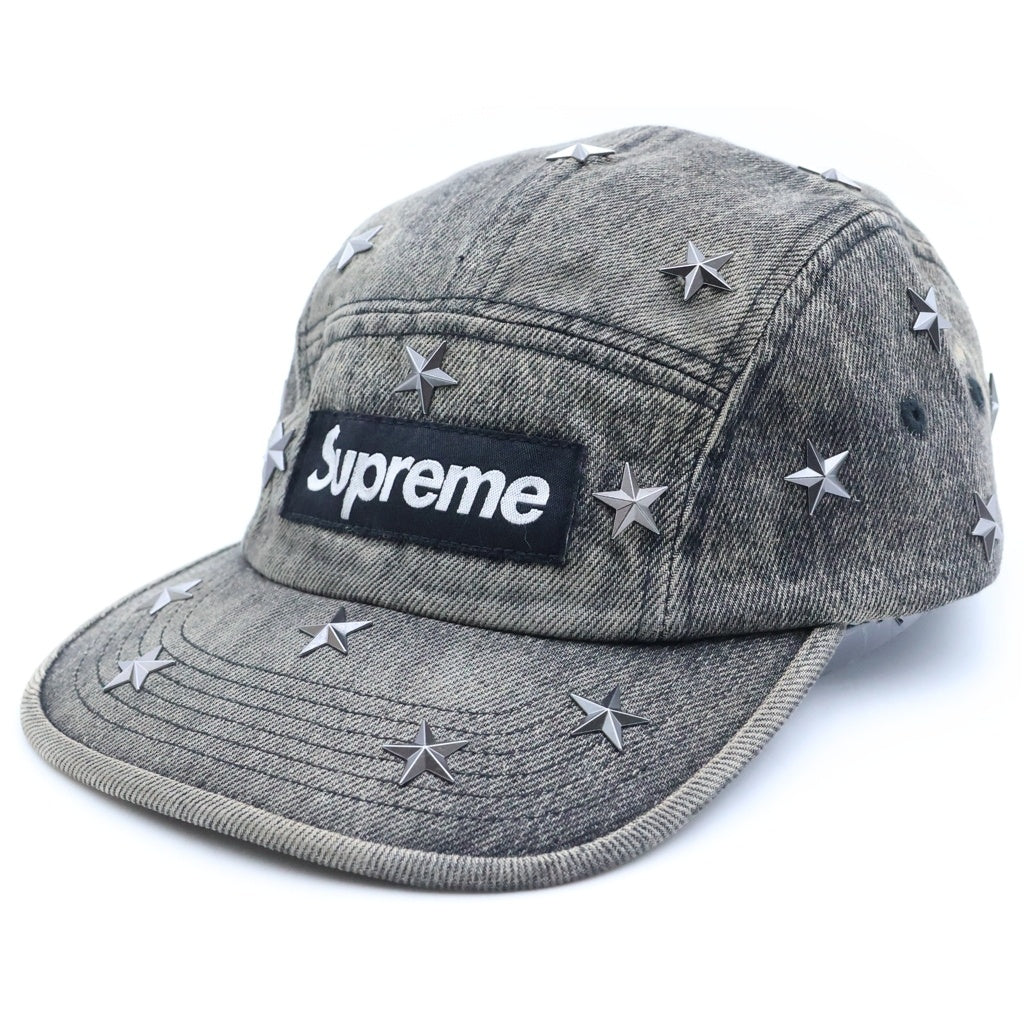 SUPREME(シュプリーム) 26SS Stars Studded Denim Camp Cap スタースタッズ装飾 ウォッシュ加工 デニムキャンプキャップ 帽子 ブラック