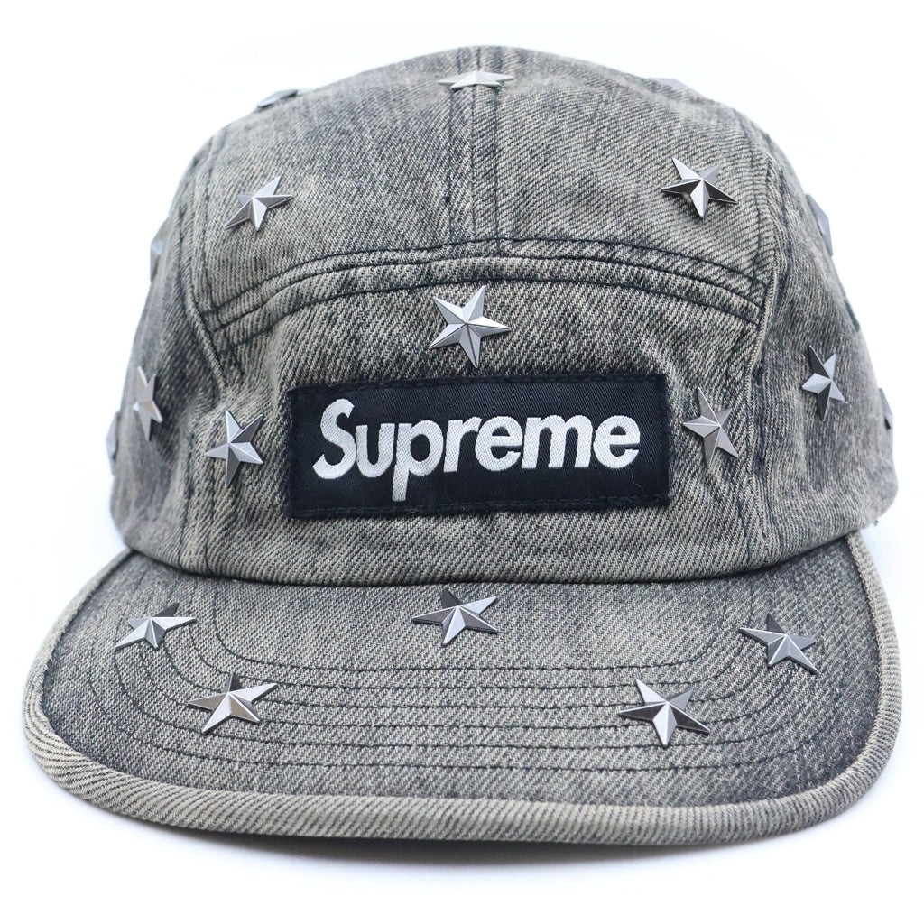 SUPREME(シュプリーム) 26SS Stars Studded Denim Camp Cap スタースタッズ装飾 ウォッシュ加工 デニムキャンプキャップ 帽子 ブラック