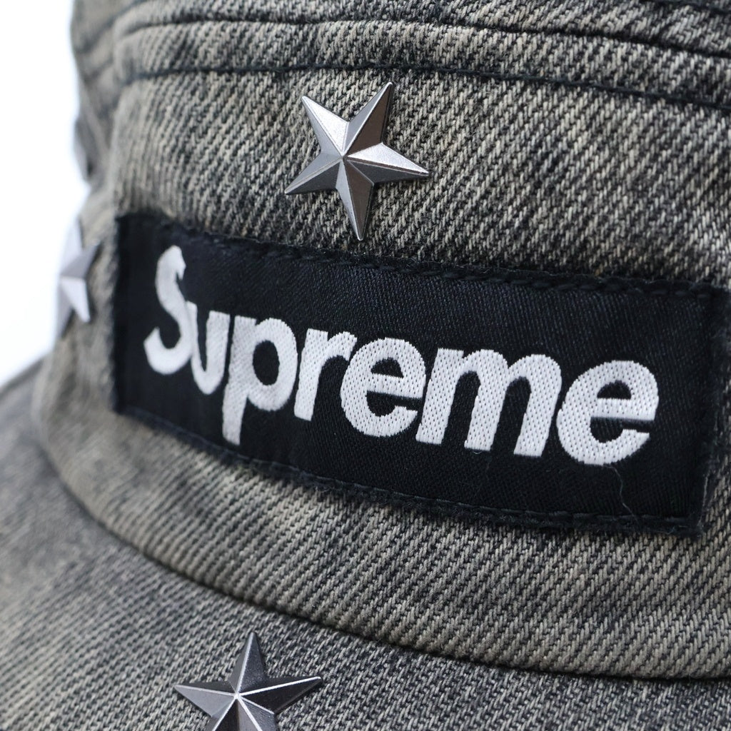 SUPREME(シュプリーム) 26SS Stars Studded Denim Camp Cap スタースタッズ装飾 ウォッシュ加工 デニムキャンプキャップ 帽子 ブラック