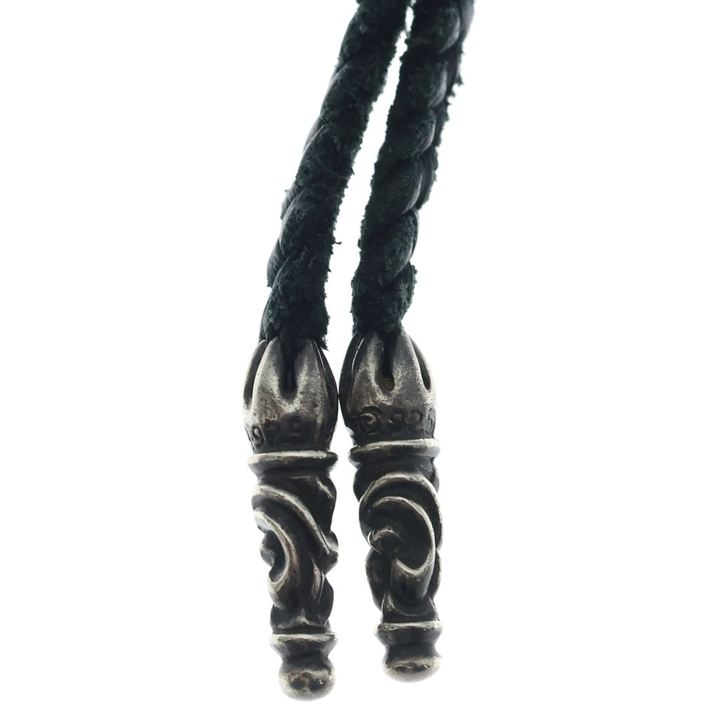 CHROME HEARTS(クロムハーツ) LEATHER BRAID SCROLL ネックレス レザーブレイドネックレス ブラック/シルバー BCA377