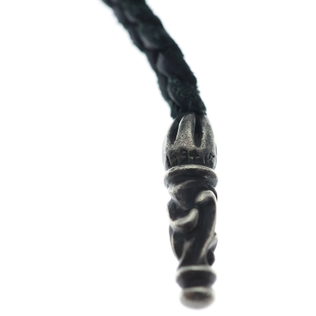 CHROME HEARTS(クロムハーツ) LEATHER BRAID SCROLL ネックレス レザーブレイドネックレス ブラック/シルバー BCA377