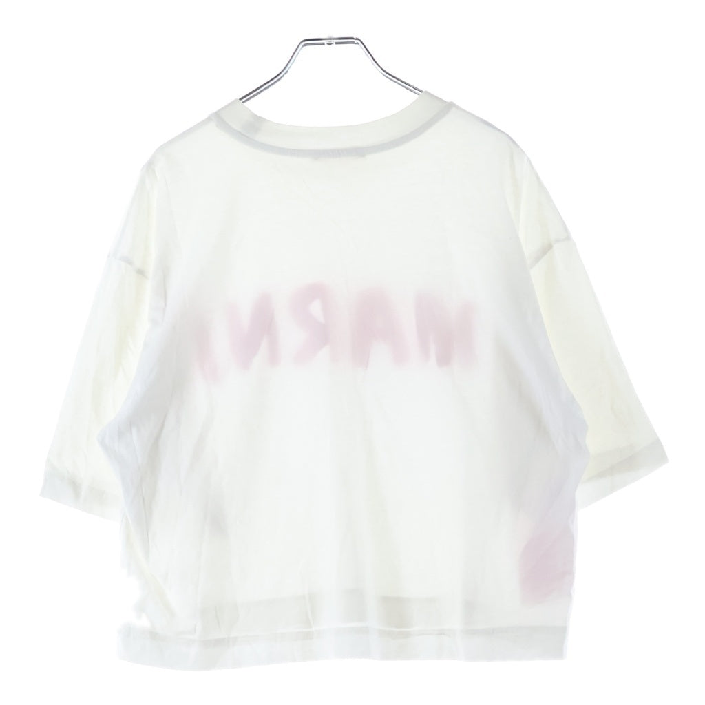 MARNI(マルニ) レタリングロゴプリント クルーネック半袖Tシャツ カットソー ホワイト レディース THJET49EPH USCS11