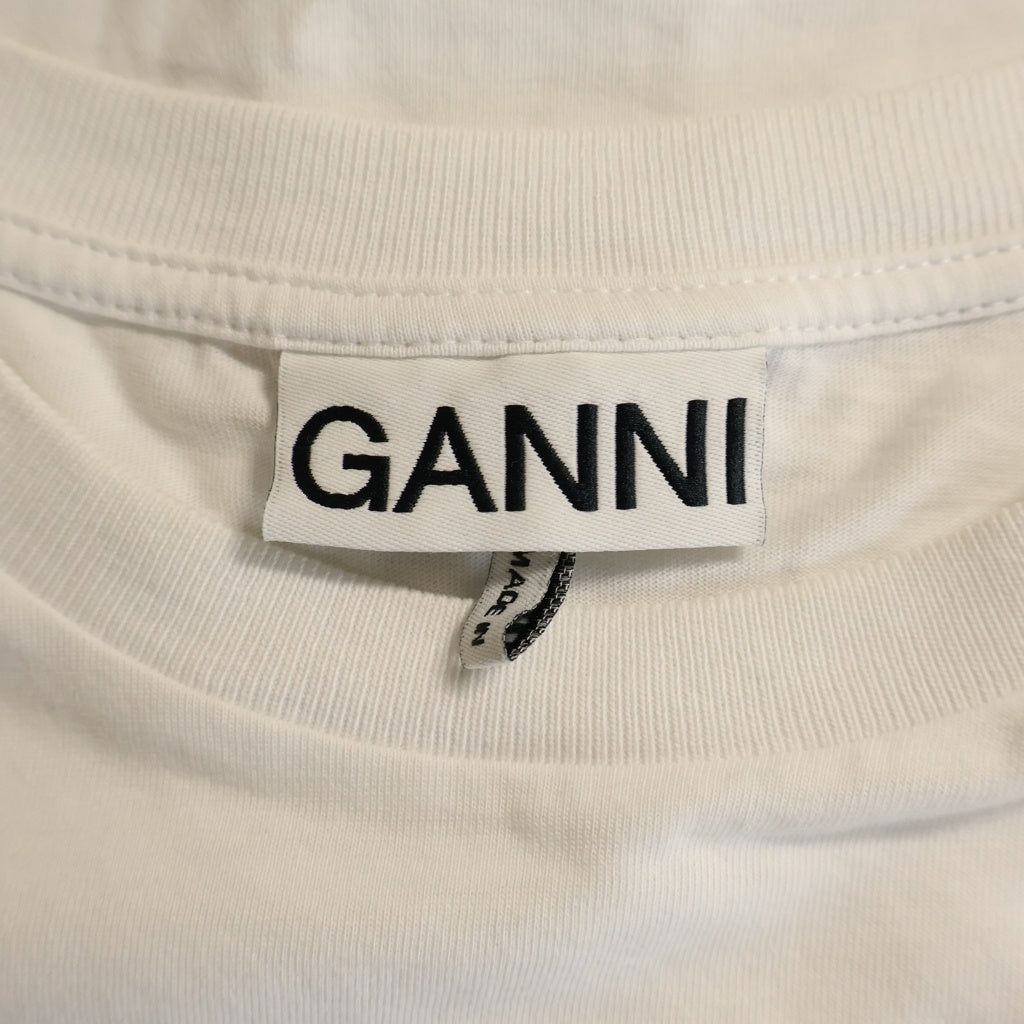 GANNI(ガニー) Basic Jersey Leopard Relaxed T-shirt タイガープリント クルーネック半袖Tシャツ カットソー ホワイト レディース T4124
