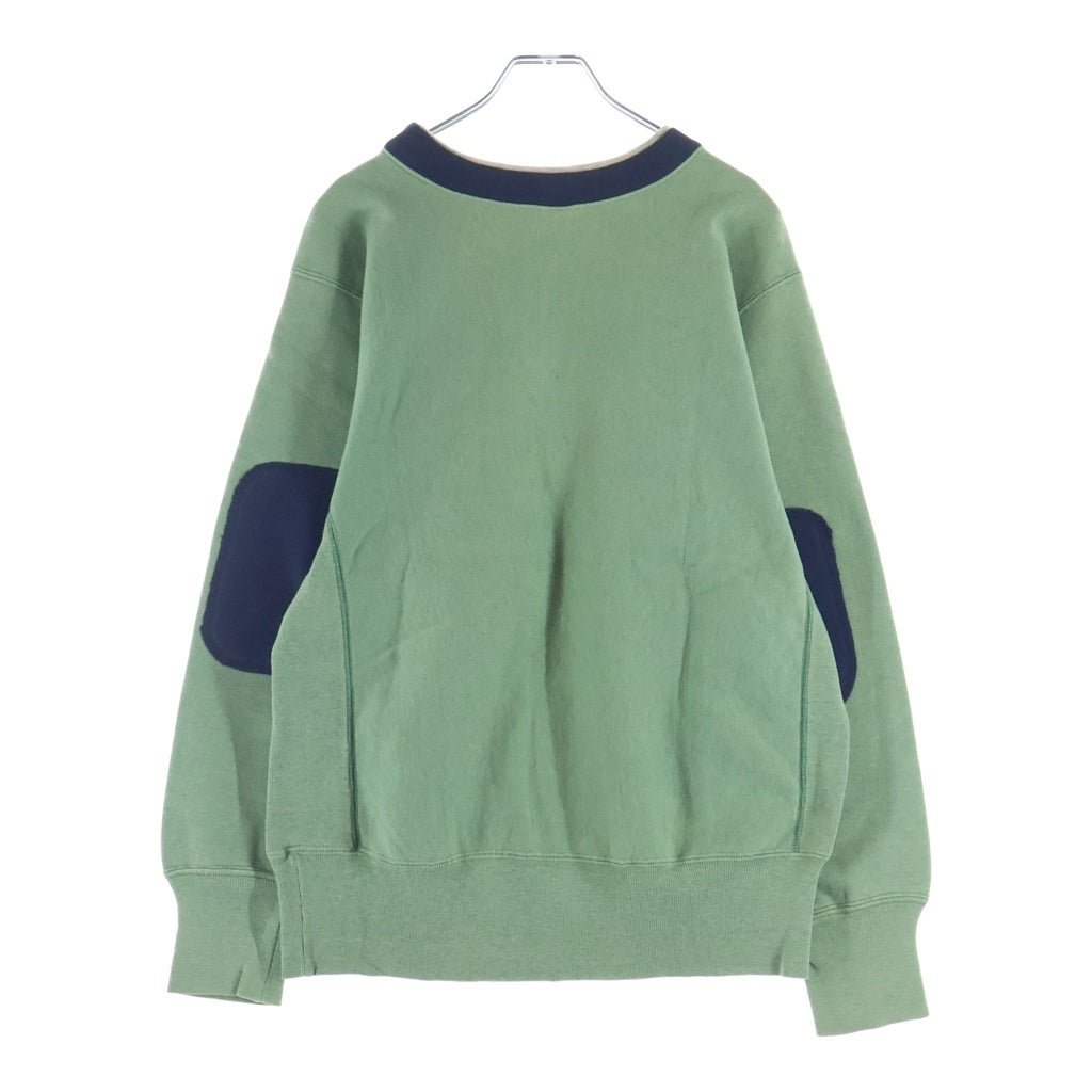 CHAMPION(チャンピオン) 90S VINTAGE REVERSE WEAVE SWEATSHIRT ヴィンテージ リバースウィーブ 刺繍タグ USA製 目あり エルボーパッチ付 クルーネックスウェットトレーナー グリーン/ネイビー