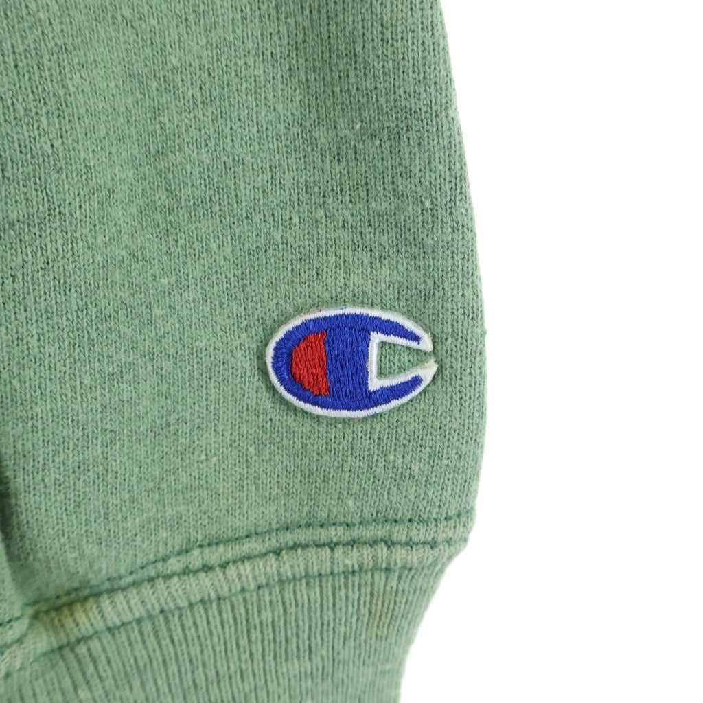 CHAMPION(チャンピオン) 90S VINTAGE REVERSE WEAVE SWEATSHIRT ヴィンテージ リバースウィーブ 刺繍タグ USA製 目あり エルボーパッチ付 クルーネックスウェットトレーナー グリーン/ネイビー