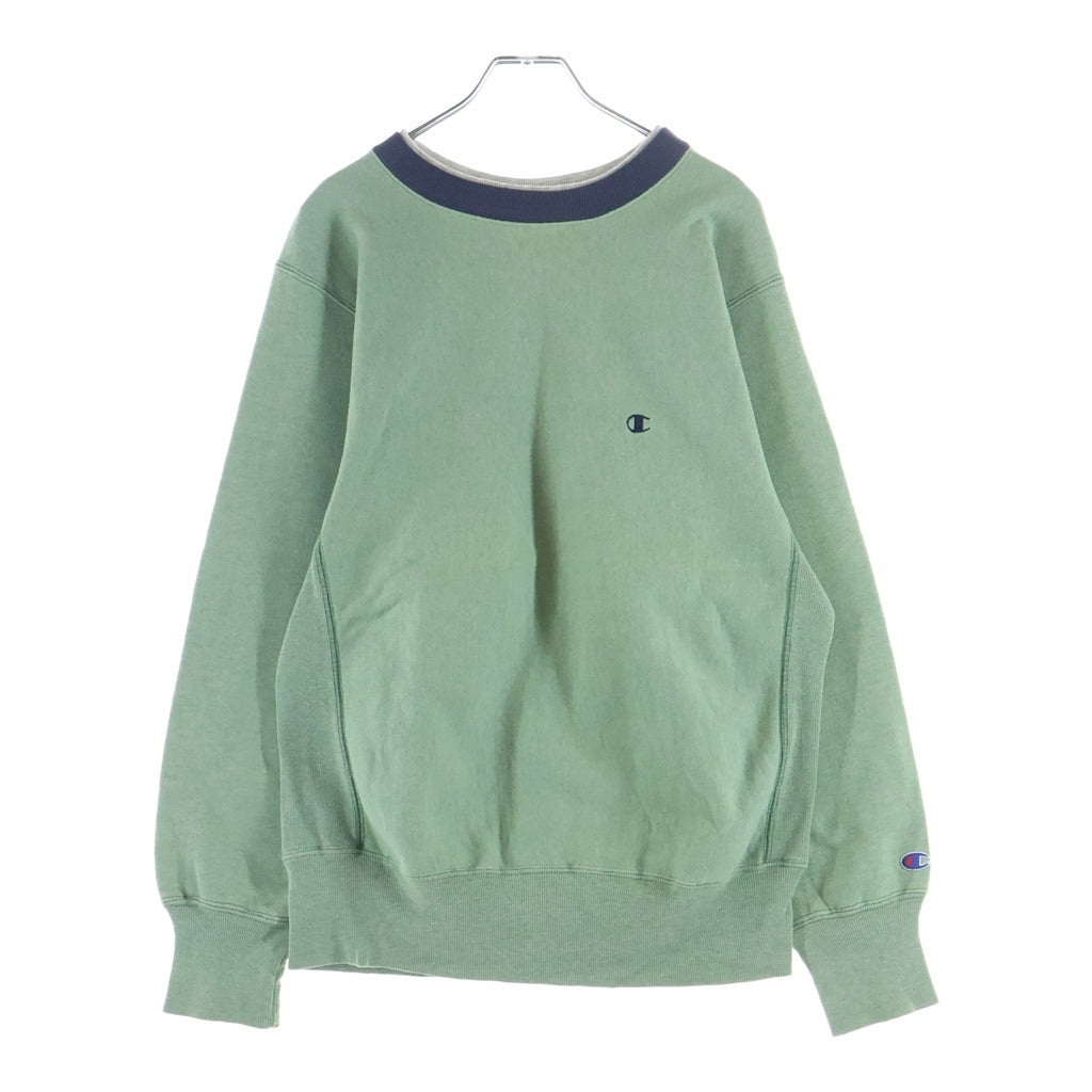 CHAMPION(チャンピオン) 90S VINTAGE REVERSE WEAVE SWEATSHIRT ヴィンテージ リバースウィーブ 刺繍タグ USA製 目あり エルボーパッチ付 クルーネックスウェットトレーナー グリーン/ネイビー