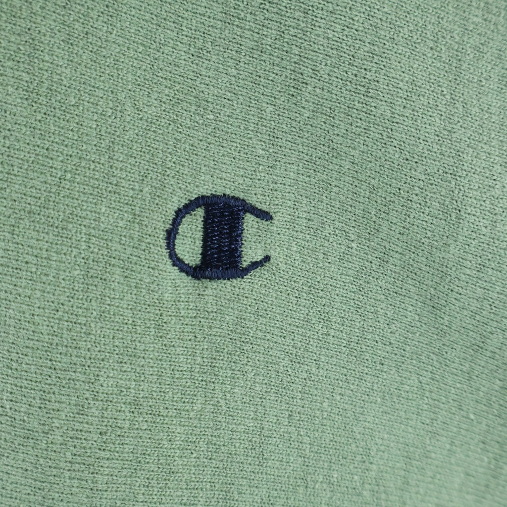 CHAMPION(チャンピオン) 90S VINTAGE REVERSE WEAVE SWEATSHIRT ヴィンテージ リバースウィーブ 刺繍タグ USA製 目あり エルボーパッチ付 クルーネックスウェットトレーナー グリーン/ネイビー