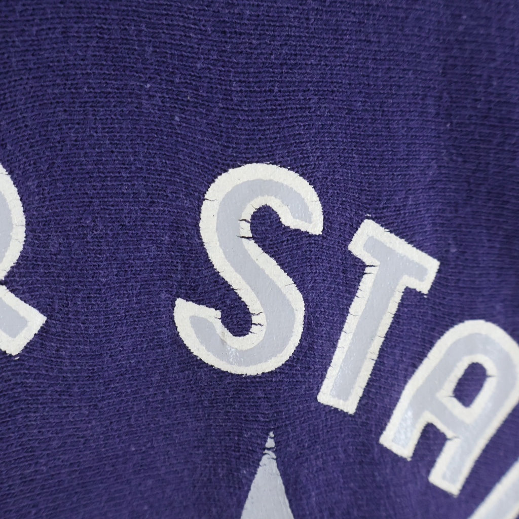 CHAMPION(チャンピオン) 70S VINTAGE REVERSE WEAVE SWEATSHIRT ヴィンテージ リバースウィーブ 単色タグ USA製 三段プリント 目無し クルーネックスウェットトレーナー パープル