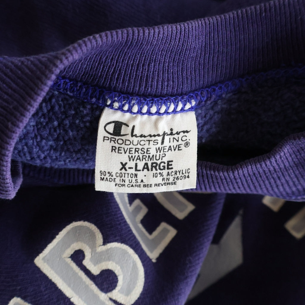 CHAMPION(チャンピオン) 70S VINTAGE REVERSE WEAVE SWEATSHIRT ヴィンテージ リバースウィーブ 単色タグ USA製 三段プリント 目無し クルーネックスウェットトレーナー パープル