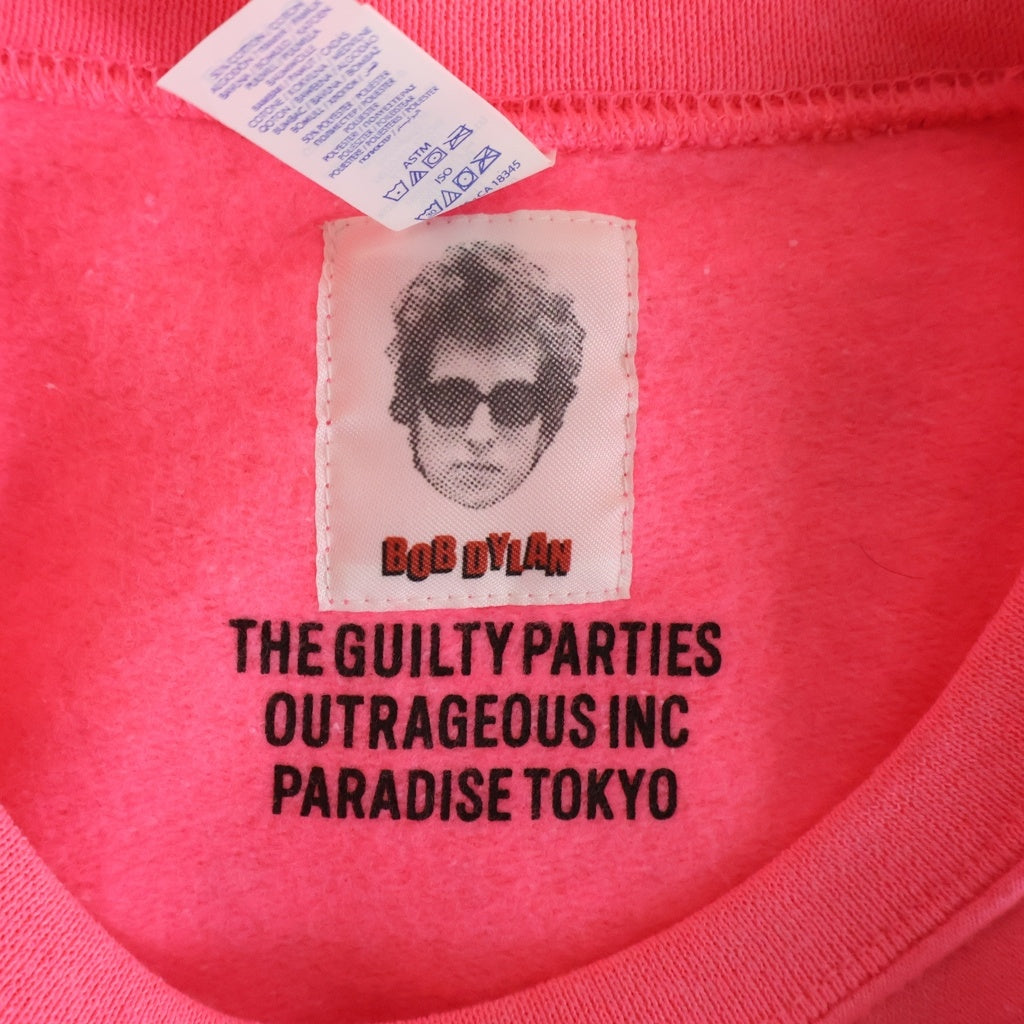 WACKO MARIA(ワコマリア) 21AW ×BOB DYLAN CREW NECK SWEAT SHIRT ボブディラン フロントプリント クルーネックスウェットトレーナー ピンク BOBDYLAN-WM-SS02
