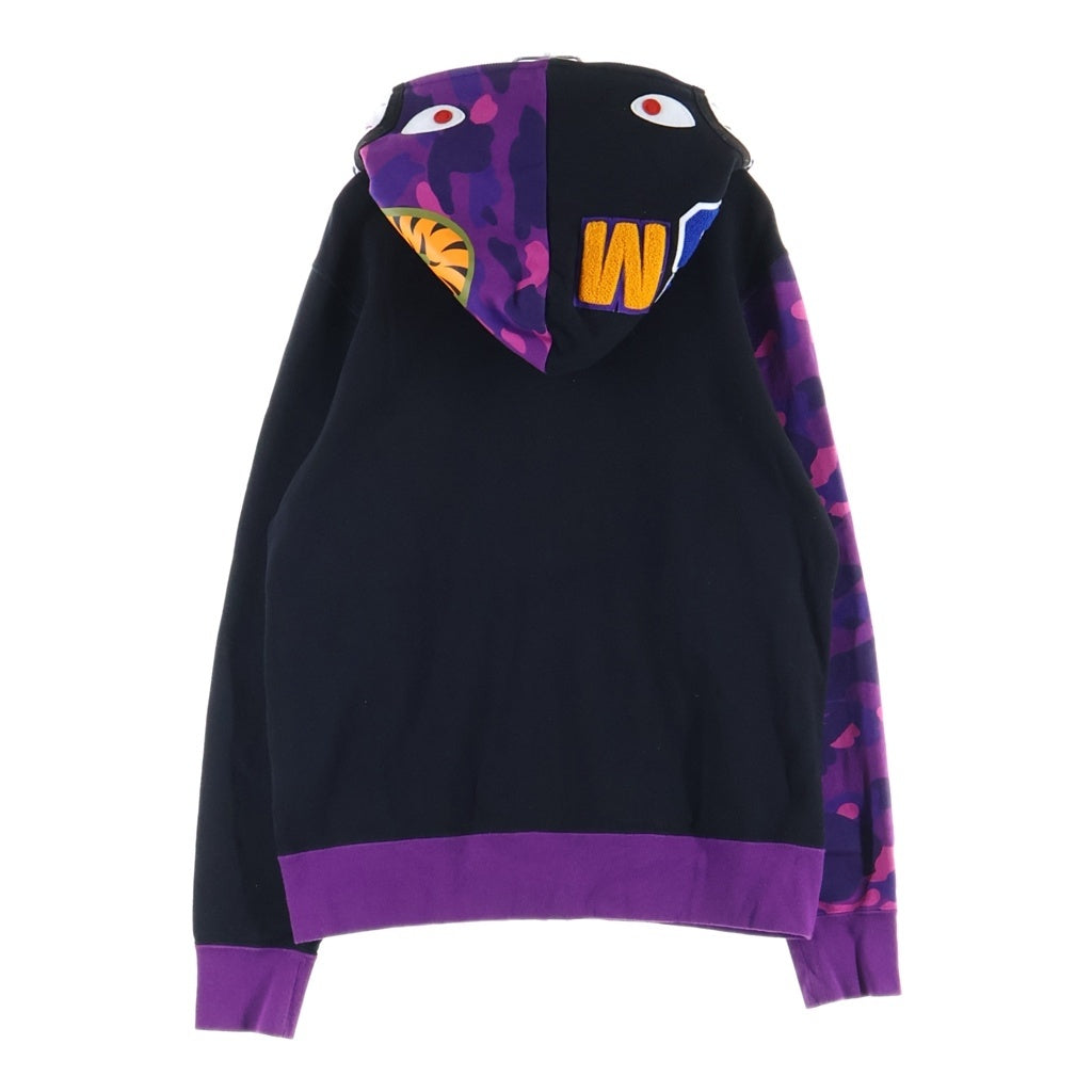 A BATHING APE(アベイシングエイプ) COLOR CAMO SHARK FULL ZIP HOODIE カラーカモ シャーク フルジップアップ フーデッド スウェット パーカー ブラック/パープル 001ZPJ801010M