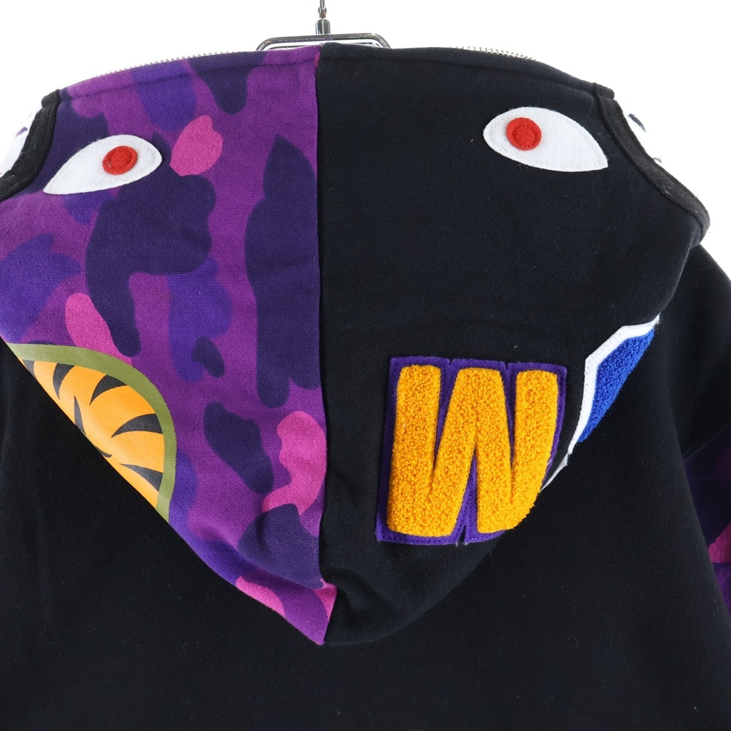 A BATHING APE(アベイシングエイプ) COLOR CAMO SHARK FULL ZIP HOODIE カラーカモ シャーク フルジップアップ フーデッド スウェット パーカー ブラック/パープル 001ZPJ801010M