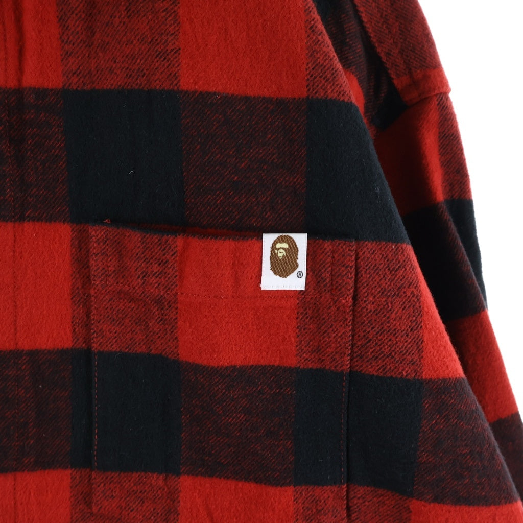 A BATHING APE(アベイシングエイプ) 23AW BLOCK CHECK SHIRT ブロックチェック 長袖ネルシャツ レッド 001SHJ801003M