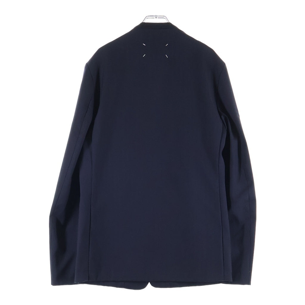Maison Margiela(メゾンマルジェラ) 20SS ウール ストライプ ノーカラージャケット ネイビー S50BN0435