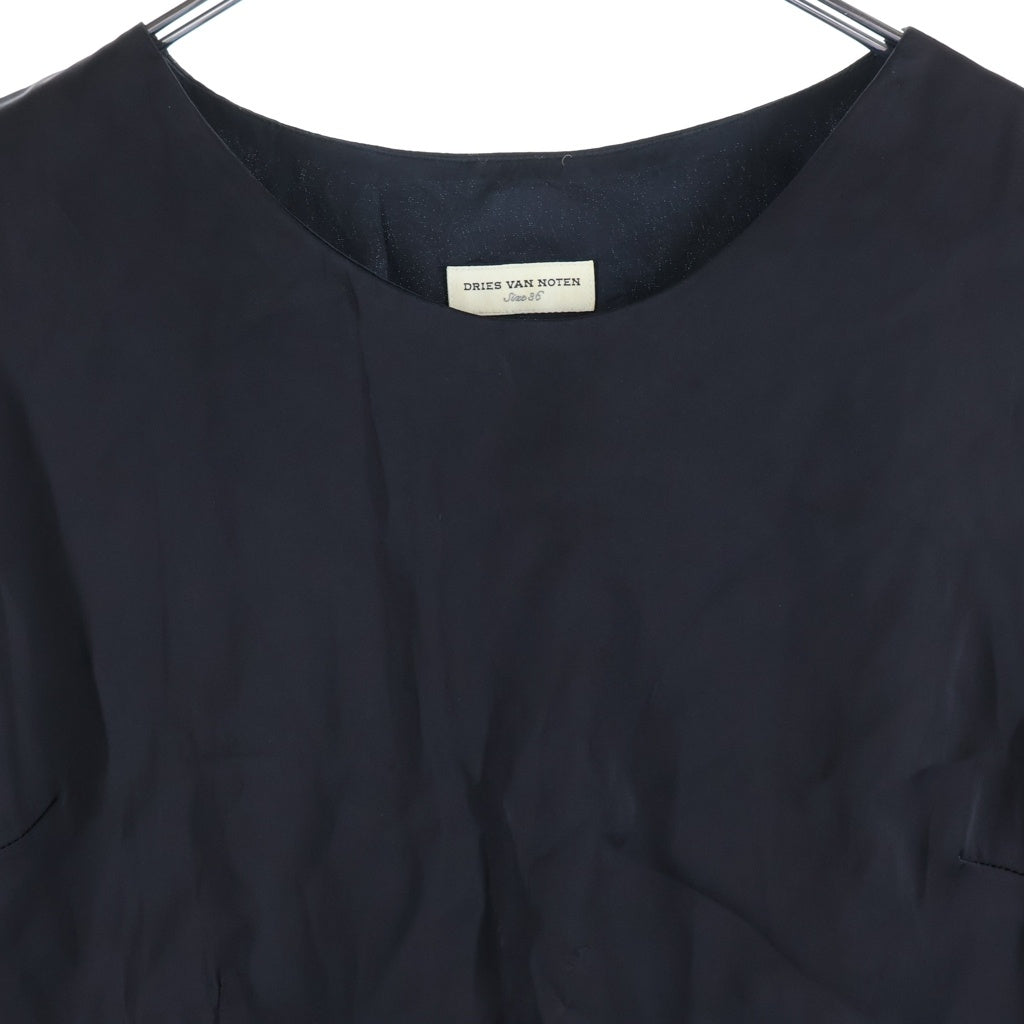 DRIES VAN NOTEN(ドリスヴァンノッテン) バイカラープリーツ ノースリーブ ミディワンピース レディース ブラック/イエロー