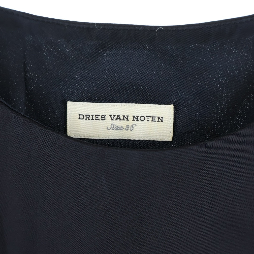 DRIES VAN NOTEN(ドリスヴァンノッテン) バイカラープリーツ ノースリーブ ミディワンピース レディース ブラック/イエロー