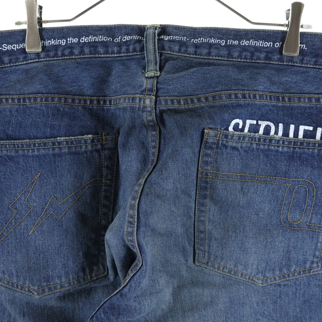 SEQUEL(シークエル) 25AW ×FRAGMENT DENIM PANTS フラグメント ユーズド加工 ジップフライ デニムパンツ インディゴ SQ-25AW-PT-09