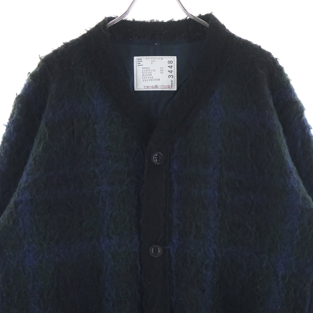 Sacai(サカイ) 24AW Plaid Knit Cardigan プレイド チェック ニットカーディガン グリーン 24-03448M