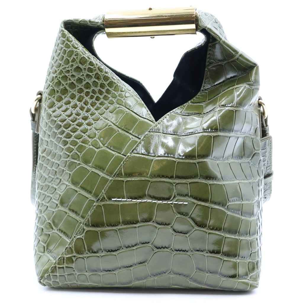 MM6 Maison Margiela(エムエムシックスメゾンマルジェラ) New Japanese Crossbody Bag ニュージャパニーズ クロコ型押し レザークロスボディバッグ グリーン SB6WD0042 レディース