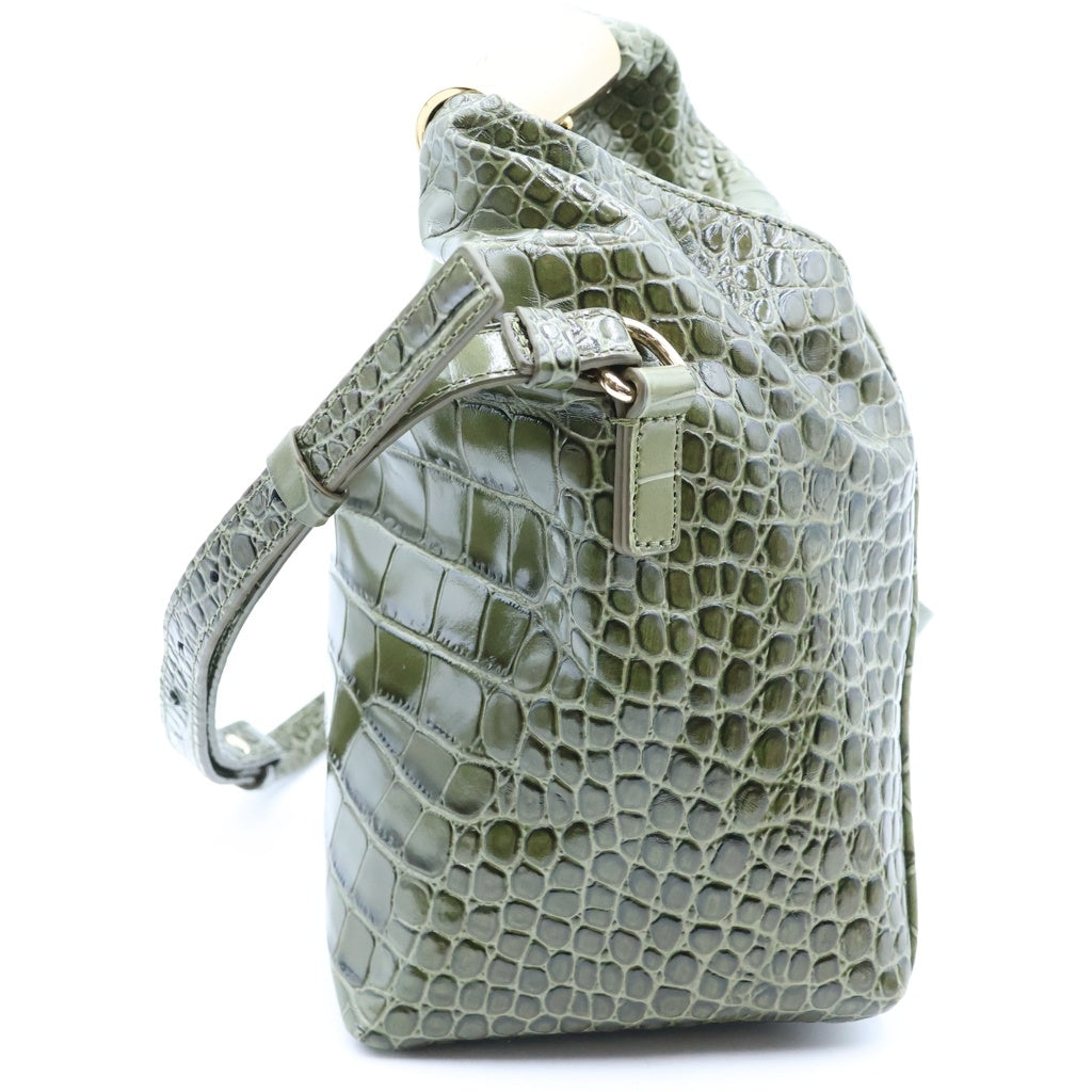 MM6 Maison Margiela(エムエムシックスメゾンマルジェラ) New Japanese Crossbody Bag ニュージャパニーズ クロコ型押し レザークロスボディバッグ グリーン SB6WD0042 レディース
