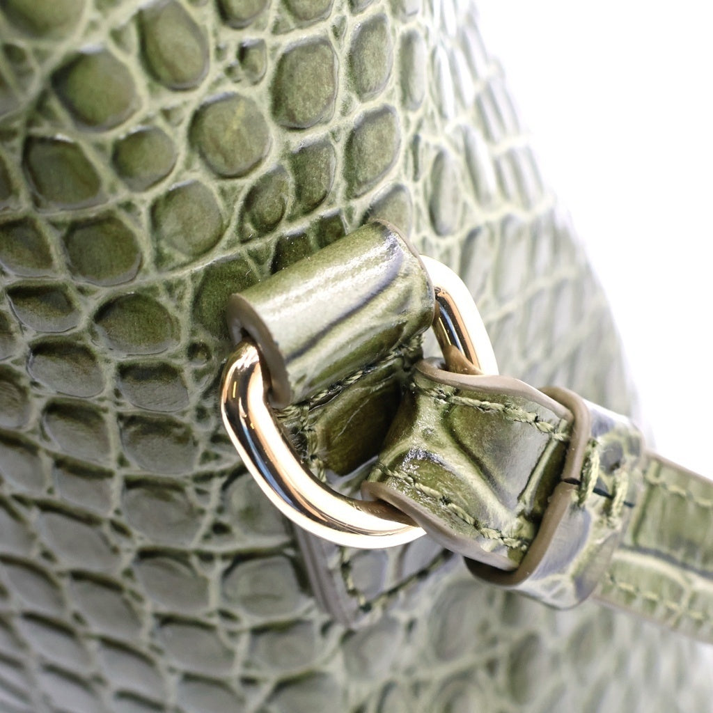 MM6 Maison Margiela(エムエムシックスメゾンマルジェラ) New Japanese Crossbody Bag ニュージャパニーズ クロコ型押し レザークロスボディバッグ グリーン SB6WD0042 レディース