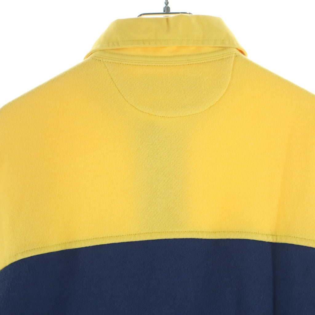 POLO RALPH LAUREN(ポロラルフローレン) 18SS THE SNOW BEACH LONGSLEEV KNIT ロゴプリント エルボーパッチ ハーフボタン バイカラー長袖ポロ イエロー/ネイビー