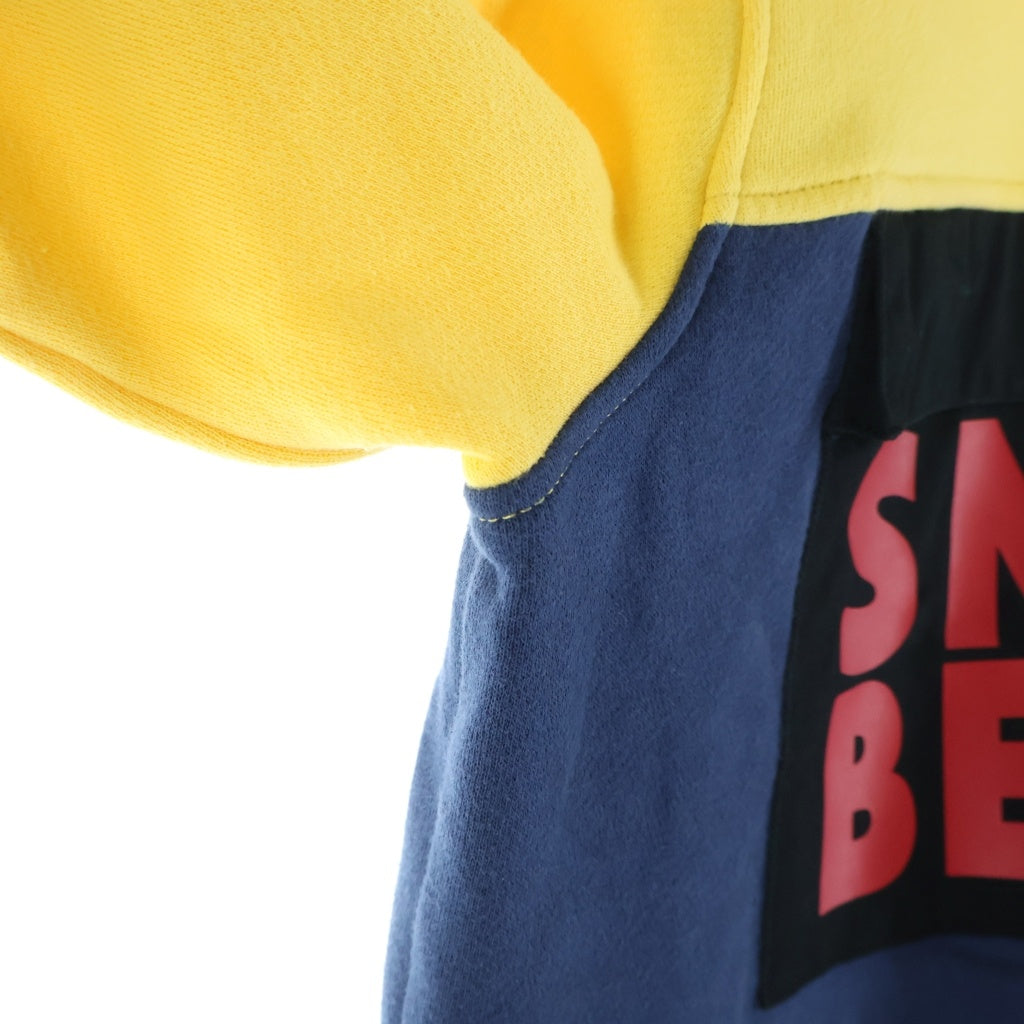 POLO RALPH LAUREN(ポロラルフローレン) 18SS THE SNOW BEACH LONGSLEEV KNIT ロゴプリント エルボーパッチ ハーフボタン バイカラー長袖ポロ イエロー/ネイビー