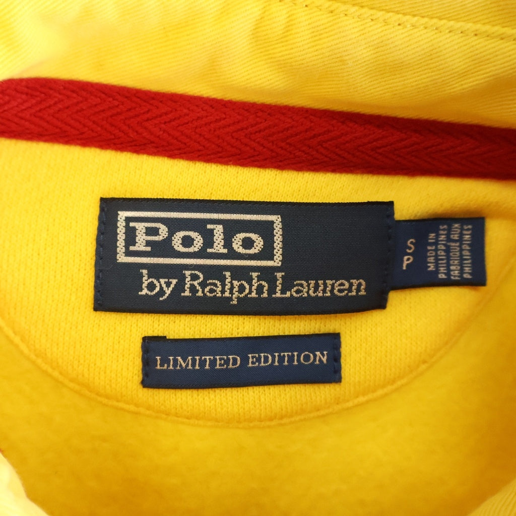 POLO RALPH LAUREN(ポロラルフローレン) 18SS THE SNOW BEACH LONGSLEEV KNIT ロゴプリント エルボーパッチ ハーフボタン バイカラー長袖ポロ イエロー/ネイビー
