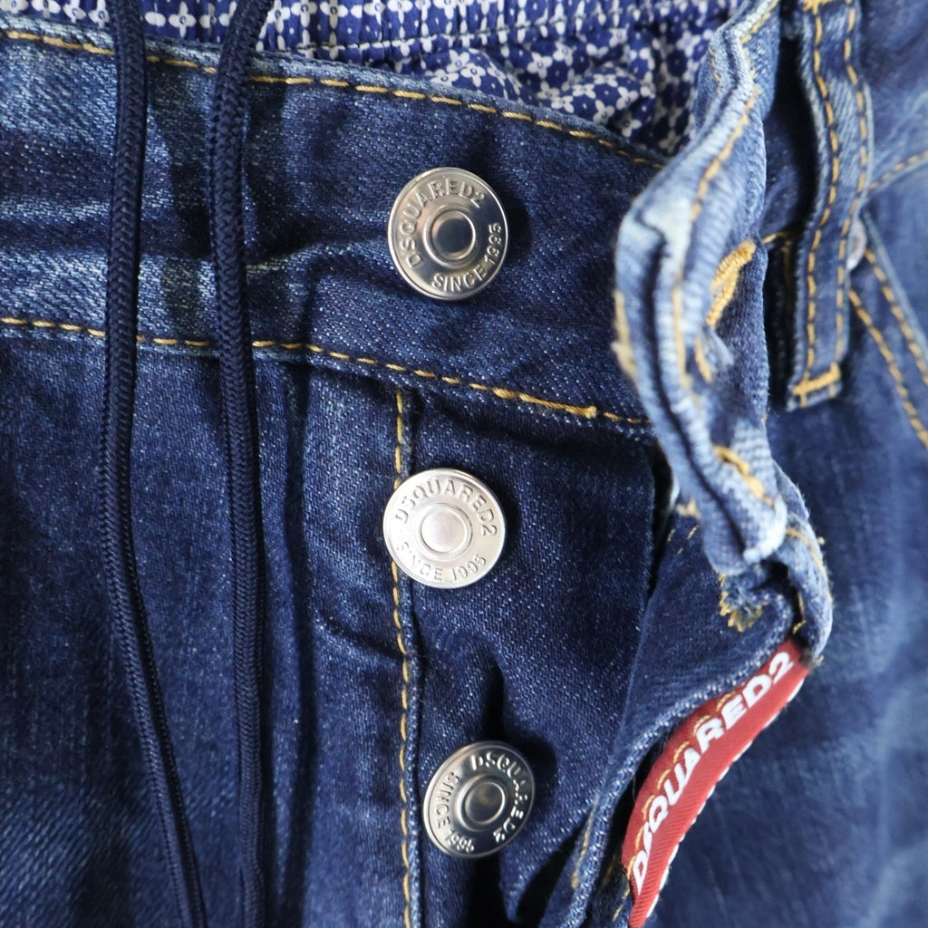 DSQUARED2(ディースクエアード) COOL GUY JEAN クールガイジーン ダメージ リペア加工 レイヤードドッキング ストレッチデニムパンツ インディゴ S71LA0822 S30309