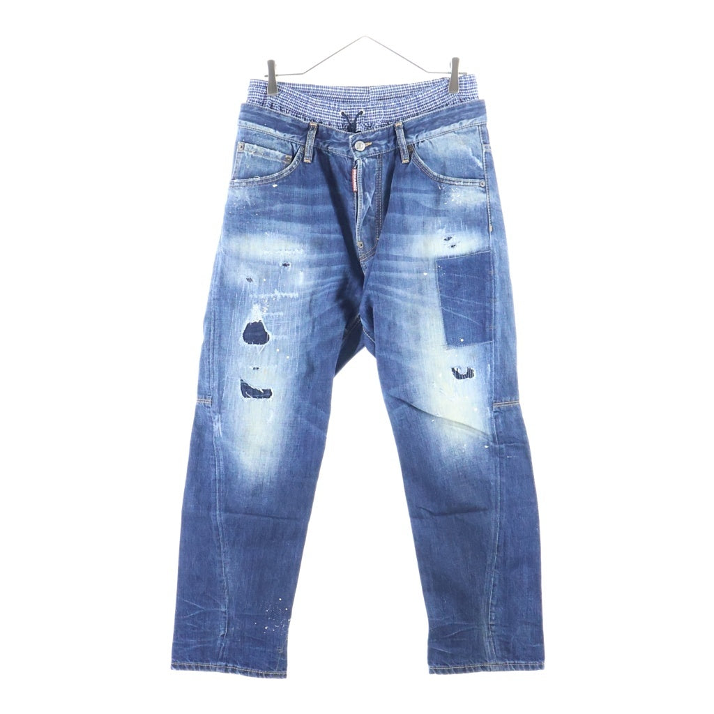 DSQUARED2(ディースクエアード) WORKWEAR JEAN ワークウェアジーン ダメージ リペア加工 レイヤードドッキング ストレッチデニムパンツ インディゴ S71LA0821 S30309