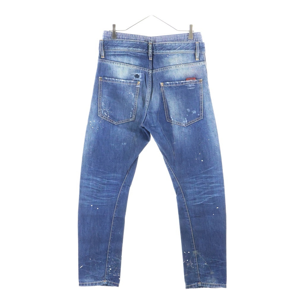 DSQUARED2(ディースクエアード) KENNY TEWIST JAEN ケニー ツイストジーン ダメージ リペア加工 レイヤードドッキング ストレッチデニムパンツ インディゴ S71LA0823 S30309