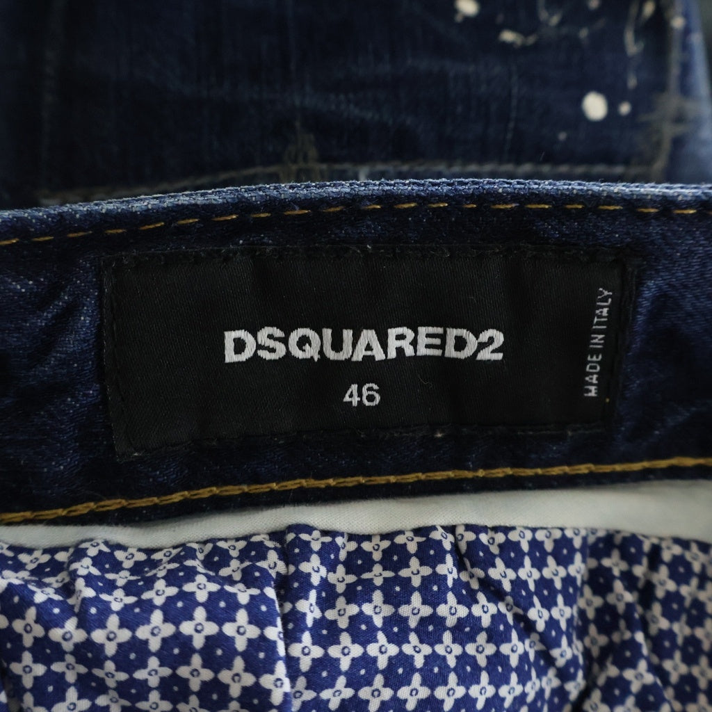 DSQUARED2(ディースクエアード) KENNY TEWIST JAEN ケニー ツイストジーン ダメージ リペア加工 レイヤードドッキング ストレッチデニムパンツ インディゴ S71LA0823 S30309